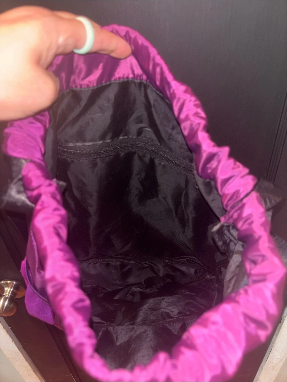 Adidas Purple 3-Stripes Drawstring Sackpack Gym Bag Mesh Pockets - Picture 6 of 7